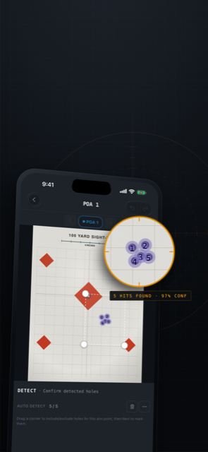 EasyZero automatically detecting bullet holes on a photographed target